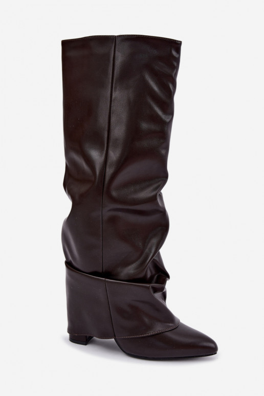 bottes hautes pour femmes avec talons en chocolat Elivira