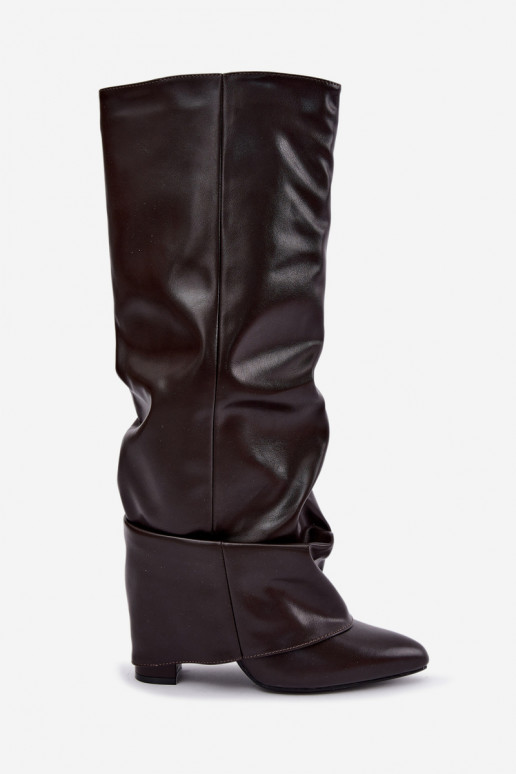bottes hautes pour femmes avec talons en chocolat Elivira