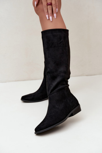 bottes hautes pour femmes à petit talon, doublées en noir Feretta 2