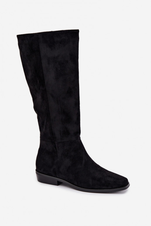bottes hautes pour femmes à petit talon, doublées en noir Feretta