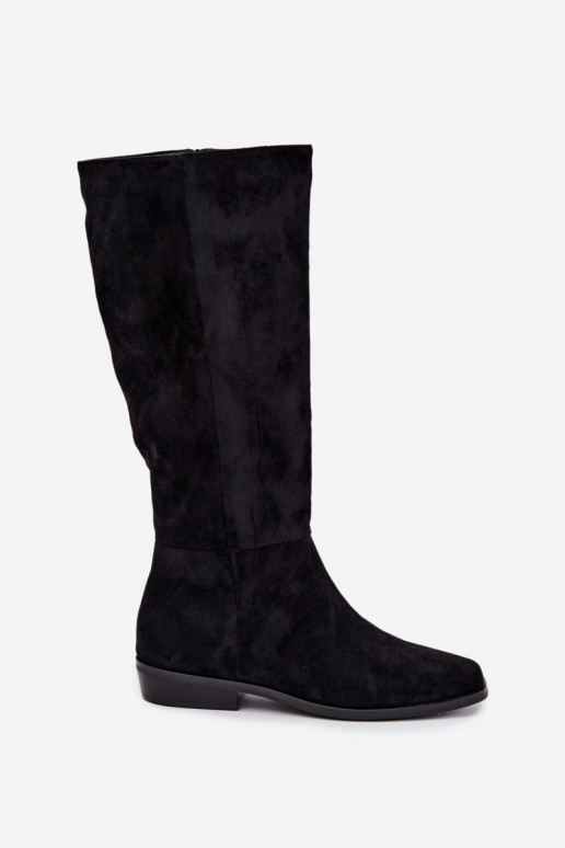 bottes hautes pour femmes à petit talon, doublées en noir Feretta