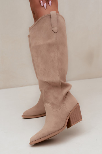 bottes hautes slouchy à enfiler en sable Sylvie 2