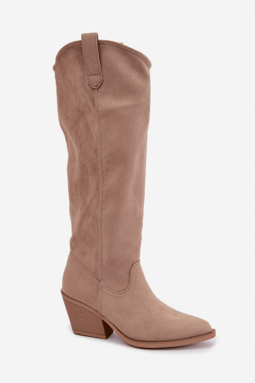 bottes hautes slouchy à enfiler en sable Sylvie