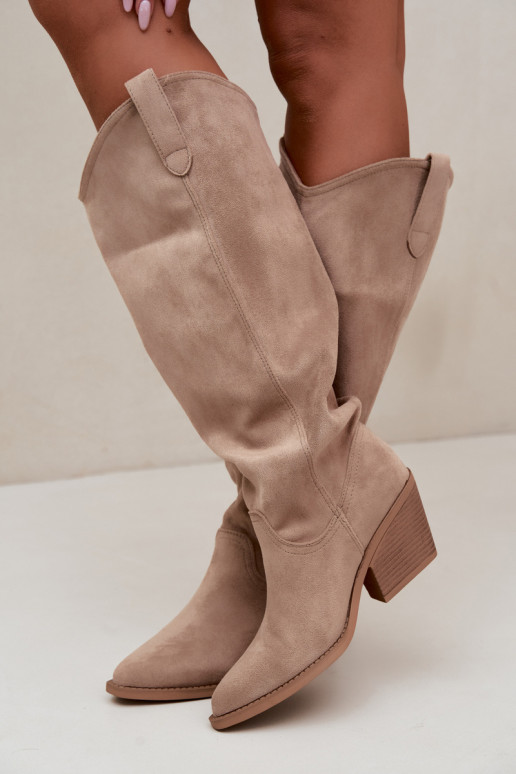 bottes hautes slouchy à enfiler en sable Sylvie