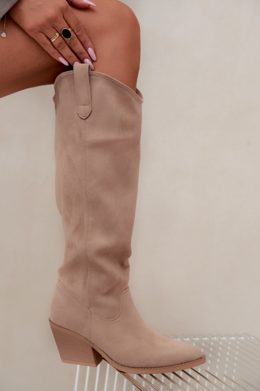 bottes hautes slouchy à enfiler en sable Sylvie