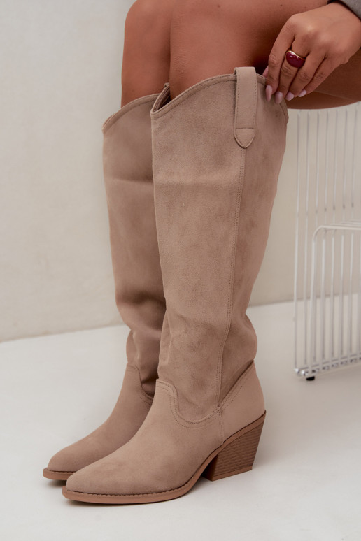 bottes hautes slouchy à enfiler en sable Sylvie