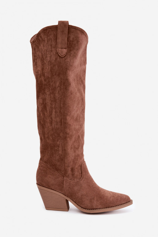 bottes hautes slouchy à enfiler en brun Sylvie