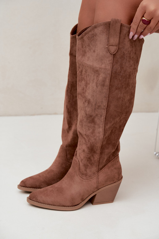 bottes hautes slouchy à enfiler en brun Sylvie