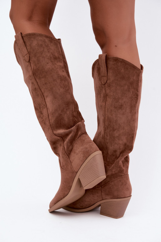 bottes hautes slouchy à enfiler en brun Sylvie