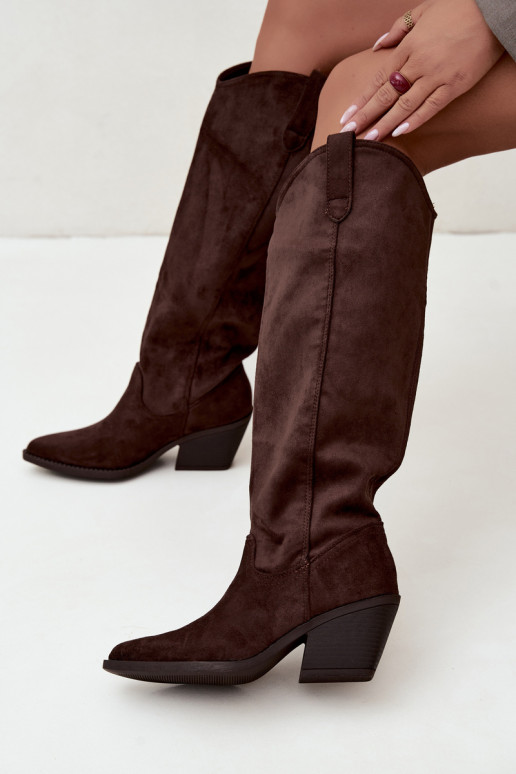 bottes hautes slouchy à enfiler en CzekoladoĮe Sylvie