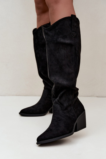 bottes hautes slouchy à enfiler en noir Sylvie 2