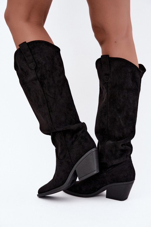 bottes hautes slouchy à enfiler en noir Sylvie