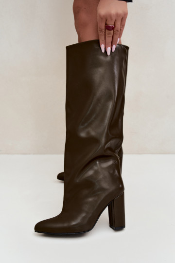 bottes hautes pour femmes à enfiler avec talons en CzekoladoĮe Emeline 2