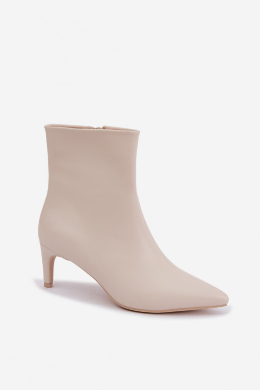 bottines pour femmes avec talons en cuir synthétique ivoire Celisse