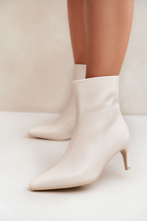 bottines pour femmes avec talons en cuir synthétique ivoire Celisse
