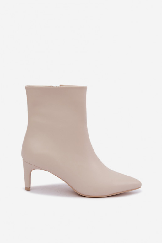bottines pour femmes avec talons en cuir synthétique ivoire Celisse