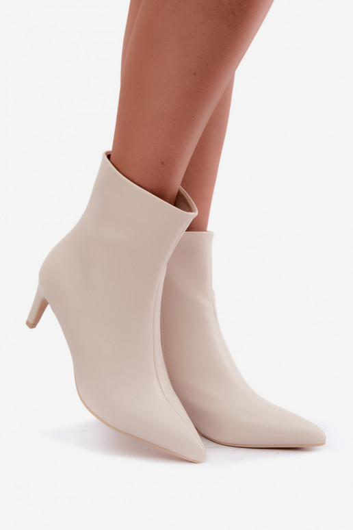 bottines pour femmes avec talons en cuir synthétique ivoire Celisse
