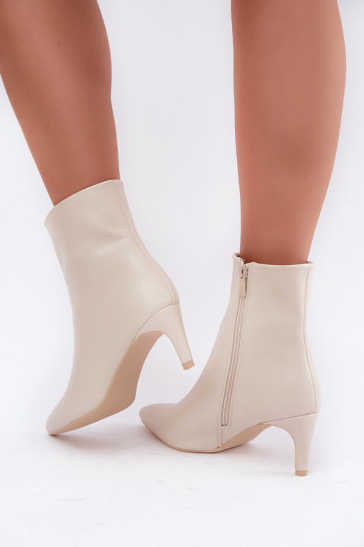 bottines pour femmes avec talons en cuir synthétique ivoire Celisse