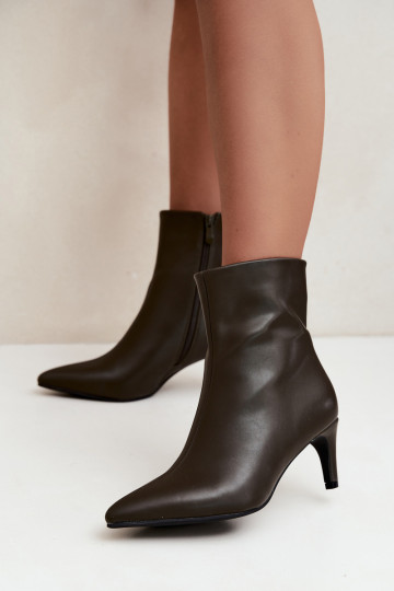 bottines pour femmes avec talons en cuir synthétique kaki Celisse 2