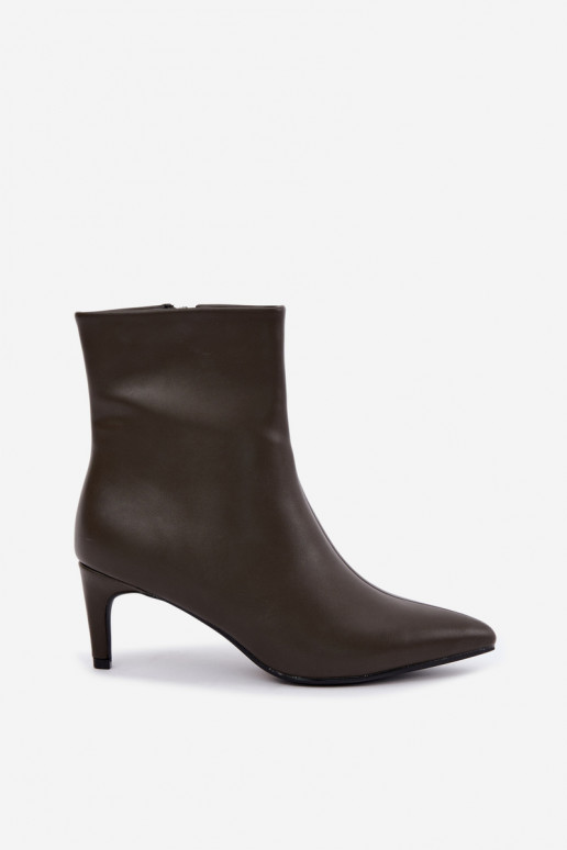 bottines pour femmes avec talons en cuir synthétique kaki Celisse