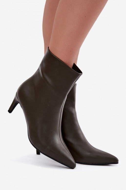 bottines pour femmes avec talons en cuir synthétique kaki Celisse