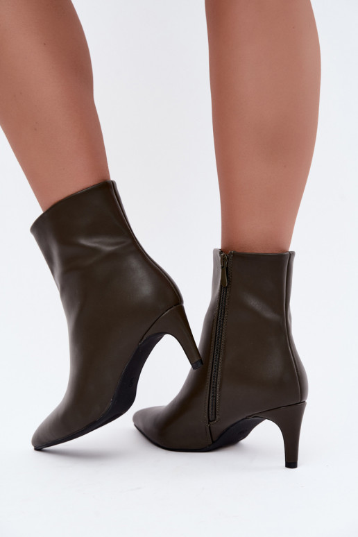 bottines pour femmes avec talons en cuir synthétique kaki Celisse