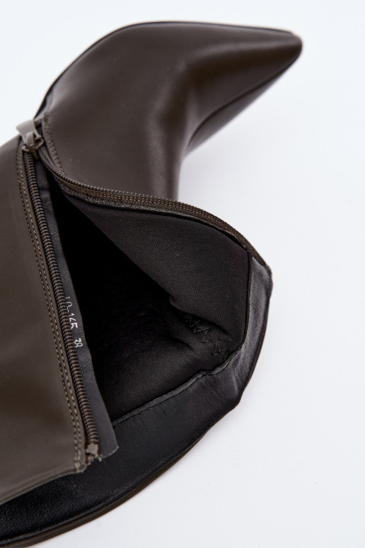 bottines pour femmes avec talons en cuir synthétique kaki Celisse