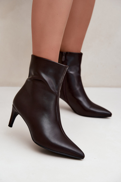 bottines pour femmes avec talons en cuir synthétique CzekoladoĮe Celisse