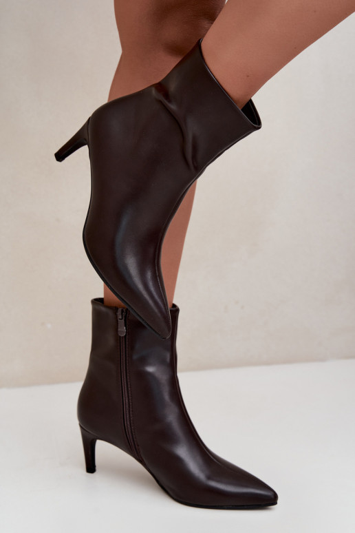 bottines pour femmes avec talons en cuir synthétique CzekoladoĮe Celisse