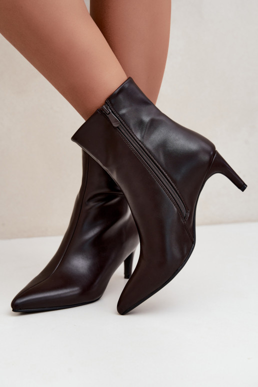 bottines pour femmes avec talons en cuir synthétique CzekoladoĮe Celisse