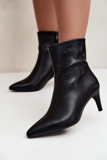 Bottines pour femmes avec talons en simili cuir noir Celisse