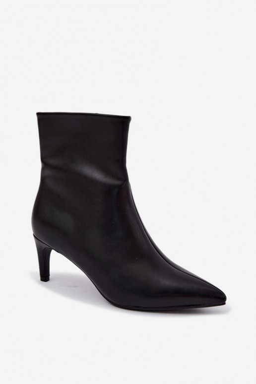 Bottines pour femmes avec talons en simili cuir noir Celisse