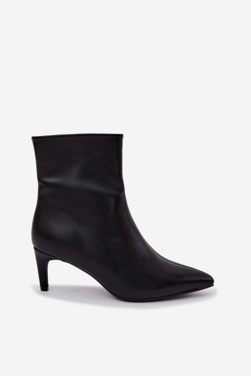 Bottines pour femmes avec talons en simili cuir noir Celisse