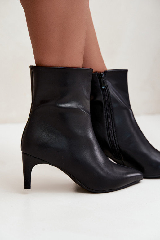 Bottines pour femmes avec talons en simili cuir noir Celisse