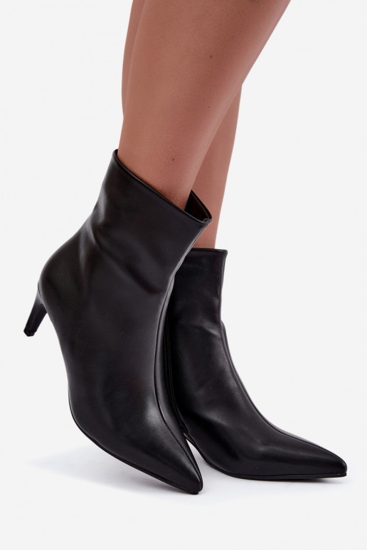 Bottines pour femmes avec talons en simili cuir noir Celisse