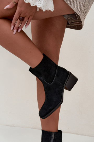 Bottines pour femmes en daim synthétique avec talons couleur noire Iveris 2