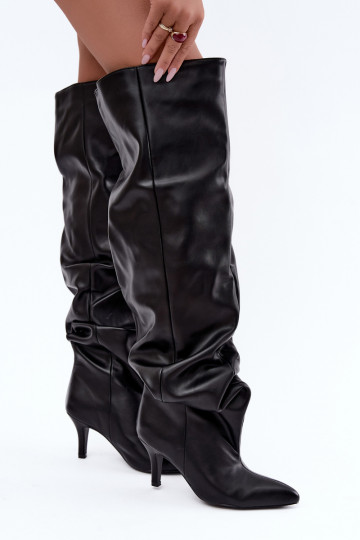 bottes hautes à enfiler avec talons en noir Calmy