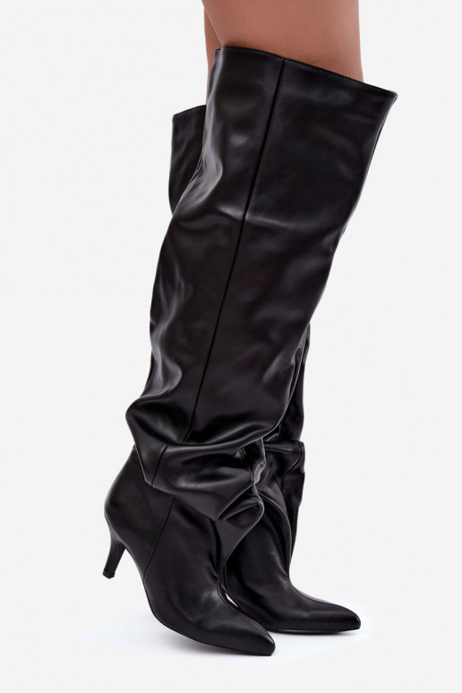 bottes hautes à enfiler avec talons en noir Calmy
