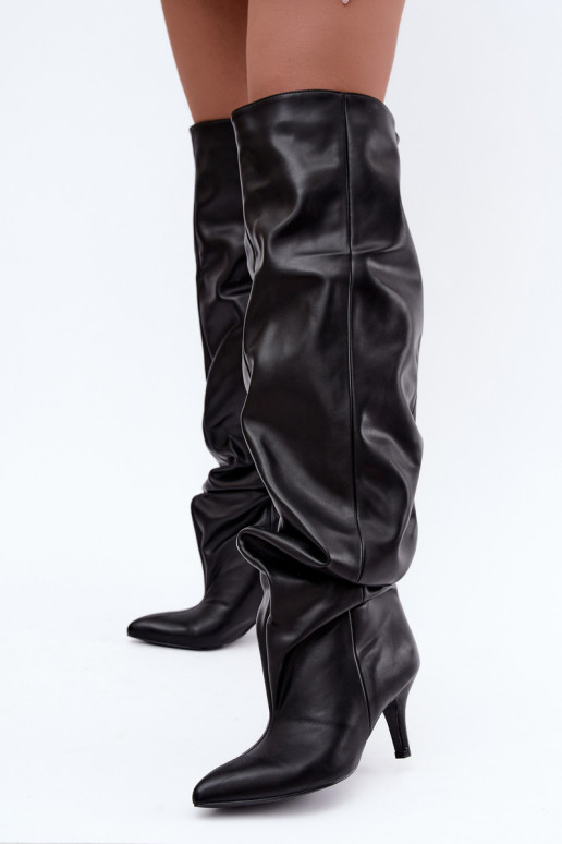 bottes hautes à enfiler avec talons en noir Calmy