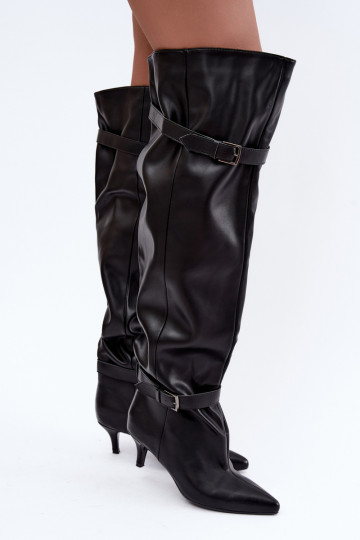 bottes hautes à enfiler avec talons et boucle en noir Jassy