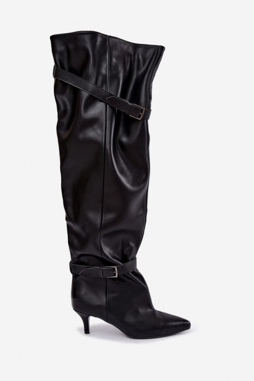 bottes hautes à enfiler avec talons et boucle en noir Jassy