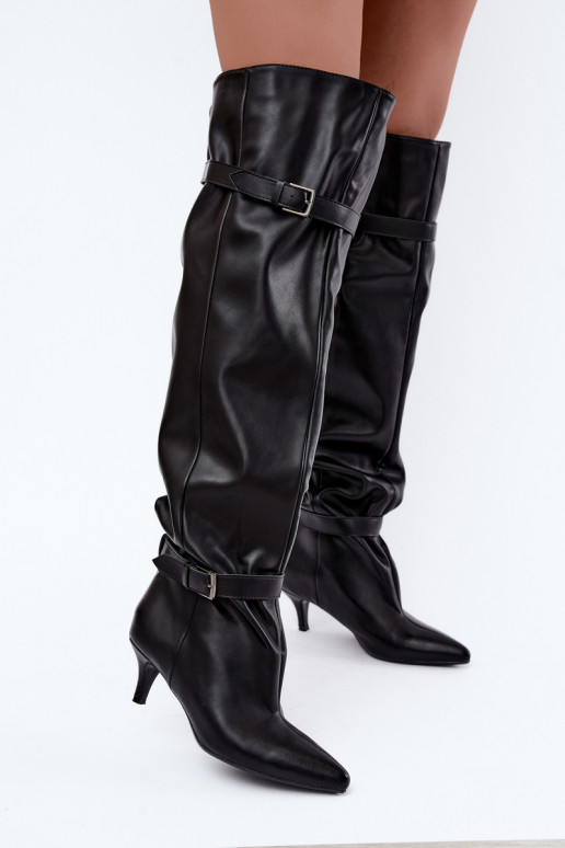 bottes hautes à enfiler avec talons et boucle en noir Jassy