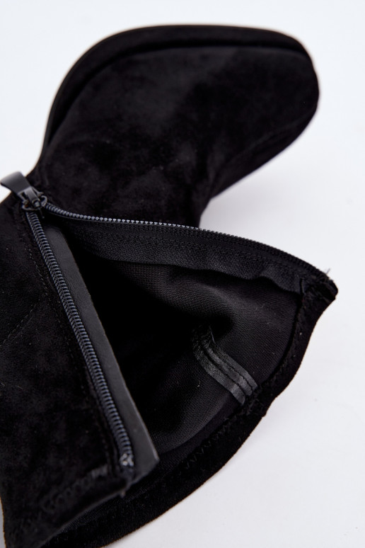 Bottines pour femmes en daim synthétique avec talons couleur noire Karvella