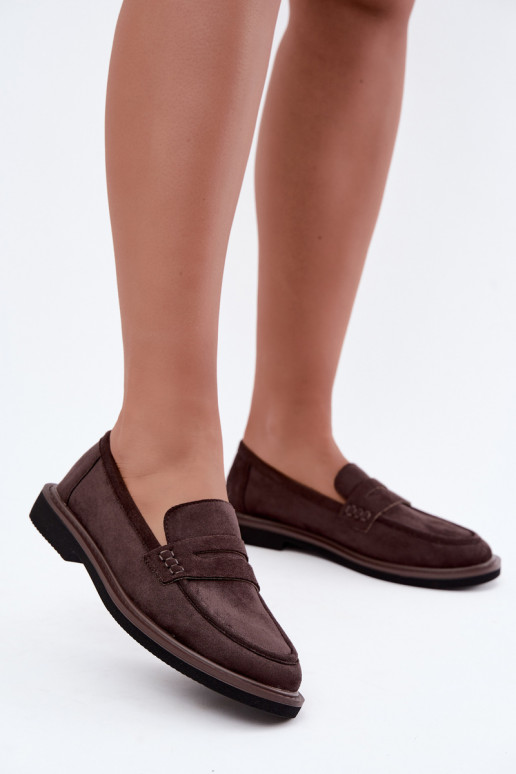 Mocassins pour femmes en daim couleur chocolat Vinceza 62335