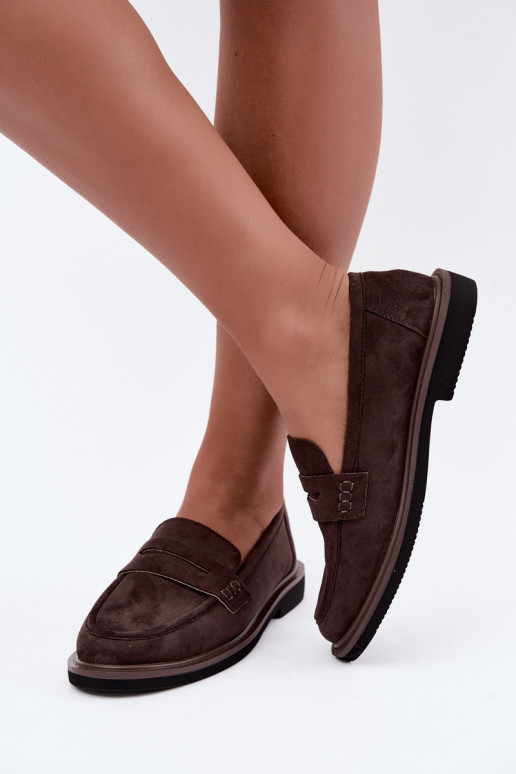 Mocassins pour femmes en daim couleur chocolat Vinceza 62335