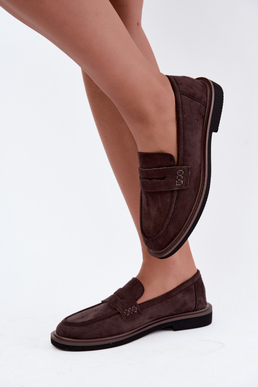 Mocassins pour femmes en daim couleur chocolat Vinceza 62335