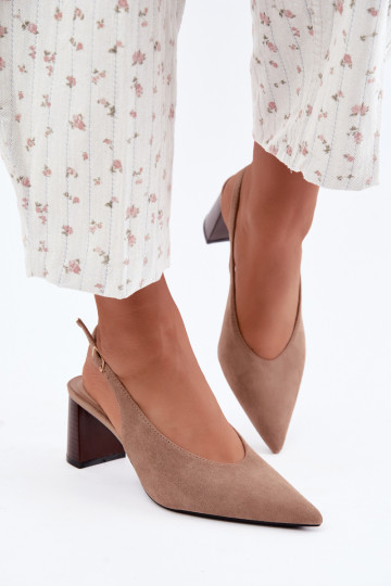 Chaussures à talons avec talon ouvert couleur sable Sorenia