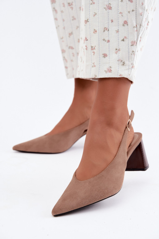 Chaussures à talons avec talon ouvert couleur sable Sorenia