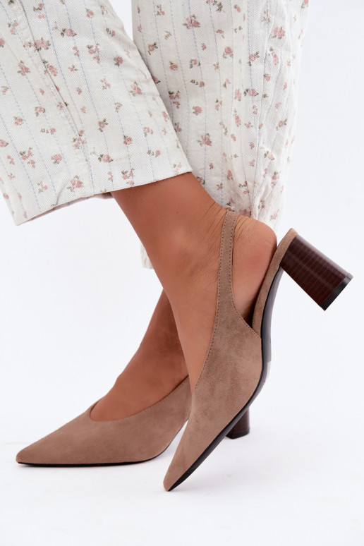 Chaussures à talons avec talon ouvert couleur sable Sorenia
