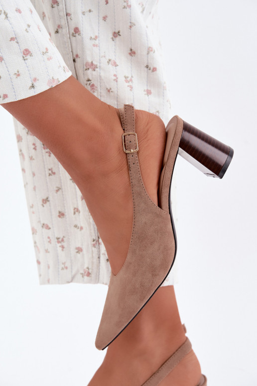 Chaussures à talons avec talon ouvert couleur sable Sorenia